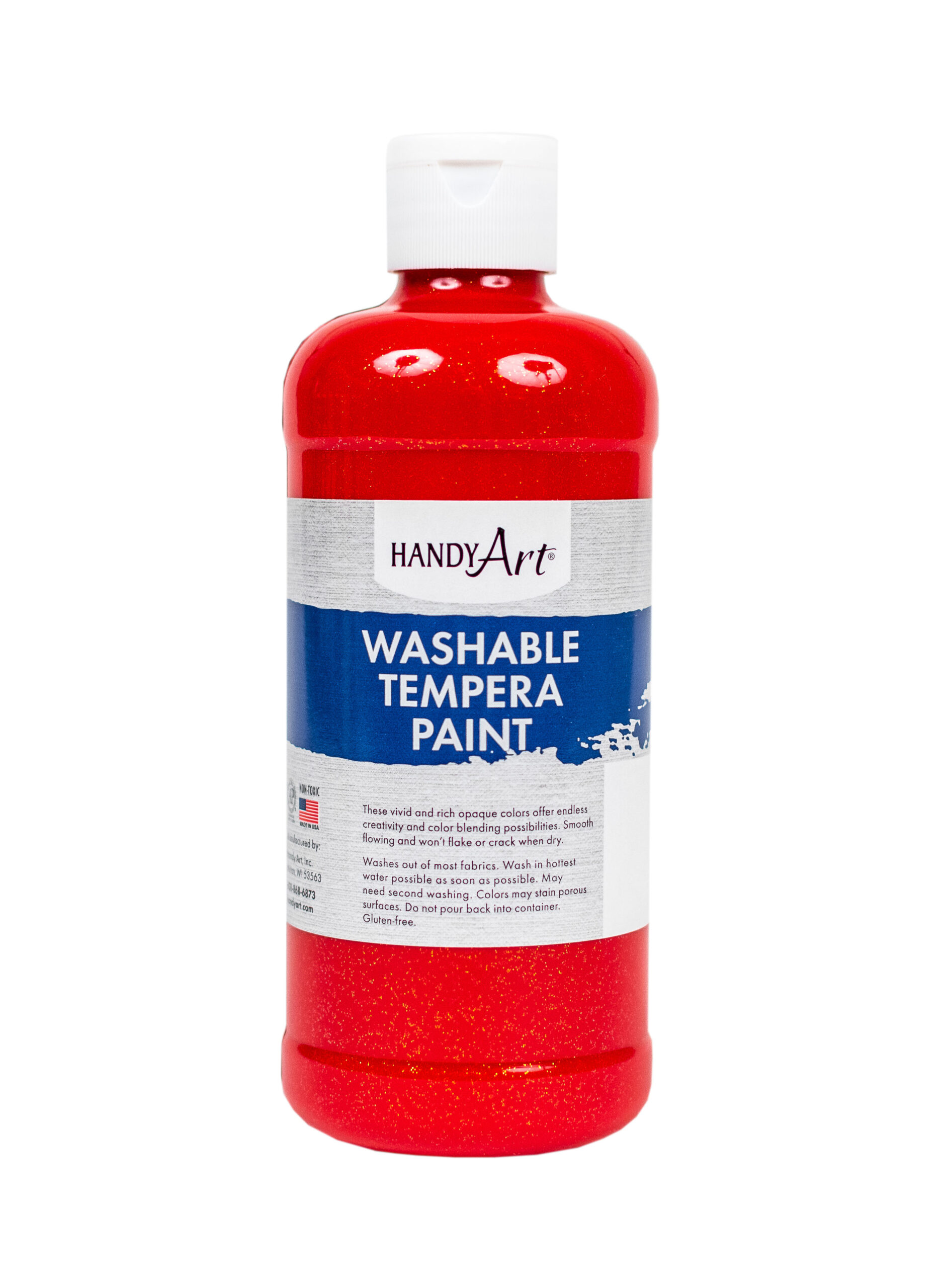 281-020 Glitter Washable Tempera 16oz, Red (1)