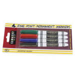 Bullet Tip Permanent Markerm, Assorted colors, 4/pk
